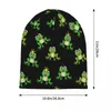 Basker djur söta grön groda kawaii bonnet hatt stickning hattar coola utomhusskallies beanies unisex varm