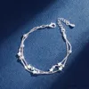 Цепочка DAIWUJAN серебряного цвета, двухслойные браслеты со звездами и бусинами для женщин, элегантная цепочка-подвеска-браслет, подарок на день рождения R231205