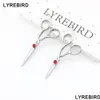 Haarschaar Lyrebird High Class 440C Japan-schaar 4,5 inch of 5 grote rode steen Goede kwaliteit Drop Delivery Producten Verzorging Styling Dhc0X