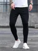Herren-Jeans, hochwertige, schwarze, elastische, männliche Freizeit-Denim-Hose