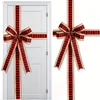 Christmas Decorations 1pc Cupboard Door Ribbon Bow Large Burlap Plaid Red Holiday 231204