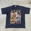 Camiseta de lavagem vintage rap t angustiado manga curta casual hip hop verão camisas masculinas M-XL