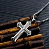 Vintage Double Hip Hop Cross Necklace Pendant för män av hög kvalitet Golden O-Chain Male Titanium Steel Pendant Jewelry189Z
