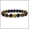 Beaded Men Bead Bracelets Lava Natural Stone Beads Strand Bracelet Braclet Tiger Eye Drop Delivery Jewelry Bracelets Dh9Ph