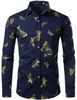 Herren-Freizeithemden, langärmelig, Hawaii-Hemden, goldene Blumenhemden, Herrenmode-Hemd, lässige Strandbluse, Bussiness Camisa, Herrenbekleidung, Knopfleiste, 231205