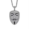 V wie Vendetta-Maskenanhänger mit Zirkon-Hip-Hop-Halskette270f