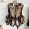 Piel de mujer Piel sintética Chaleco de piel de zorro natural Mujeres Pequeño Real Grueso Cálido Abrigo de piel de invierno Parkas cortas y elegantes Chaqueta sin mangas con estilo 231204