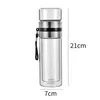 Thermoses Bouteille d'eau en verre portable Double paroi Thé thermique Séparation de l'eau Tasse en verre Haut de gamme Isolation simple Tasse à boire créative 231204