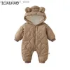 Piumini Body Giubbotti per neonati Vestiti per bambini Pagliaccetti Inverno Bambini Felpa con cappuccio Zip-Up Cappotti imbottiti in cotone Tuta per bambini 0-24 mesi Q231205