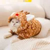 Hundebekleidung Haustier Hund Weihnachten Plüsch Elch Mantel Katze Winter Weiche Kleidung mit Schleppring Niedliche Ohren Hoodies Hundekleidung 231205