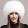 Wide Brim Hats Bucket Hats 100% natural Fur Hat Women Cap Thick Fur Cap Winter Warm Hat Female Fashion For Women Hat With Earmuffs Hat 231204