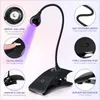 Sèche-ongles Mini lampe LED avec stockage d'énergie électrique ultraviolet Flexible ClipOn bureau faux manucure vernis colle rapide sèche-linge outil de Salon 231204