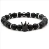 Charm Bracelets Crown Bracelet Men Women Micro Dl Polish Matte Natural Stone Bead Drop Delivery Jewelry Dhk8E