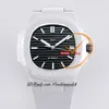AMGF AET 5711 Miyota 9015 Relógio Automático Masculino 40mm Caixa de Cerâmica Branca Preto Texturizado Stick Dial Borracha Super Edition Relógios Reloj Hombre Puretime D4