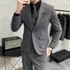 Men's Suits Blazers Jacket Vest Pants High-end Brand Boutique Fashion Solid Color Mens Casual Business Suit 3Piece Set Groom Wedding Dress 231205