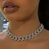 Bröllop smyckesuppsättningar 2024 mode 20mm bred kubansk miami -kedja halsband CZ asfalterad tung silverguldfärg för män kvinnor hiphop rock 231205