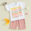 Set di abbigliamento per bambini abiti da bambino vestiti a manica corta camicia di compleanno cortometraggi casual set 2 pezzi abiti estivi da tuta estate