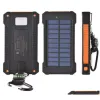 Partihandel Övriga elektroniska komponenter 20000mAh Solar Power Bank Charger med LED -ficklampa Comass Cam Lamp Double Head Battery Panel LL LL