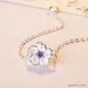 Chaîne nouveauté couleur argent rose/violet fleur de cerisier Zircon Bracelet pour femmes Pulseira Feminina bijoux cadeau R231205