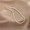 Collares colgantes elegante gran perla de imitación blanca cuentas de color oro gargantilla collar de cadena de clavícula para mujeres collar de joyería de boda 2023