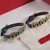 Leren horlogeband Armband, zwart/groen 2 kleuren, Zirkoon klassieke letters, Designer armband, Kerstmis, Cadeau