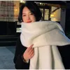 Scarves Solid Color Mohair Scarf Winter Thickened Warm Scarf for Women Fluffy and Soft Shawl Simple Large Shawl Scarf Accessories 231205