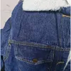 Abrigos de trinchera para mujer Invierno con terciopelo Abrigo largo de mezclilla Mujer Manga completa Cálido Cortavientos Algodón Suelto Jean Ladies Vintage Casual