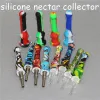 20pcs Silicone Nectar Hookahs with 14mm Titanium Tip Portable Mini Nectar Glass Dab Straw Pipes Smoking Silicon Pipe ZZ