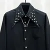 Chemises décontractées pour hommes Personnalité à la mode Niche Industrie lourde Chemise à rivets en métal High Street Vêtements masculins à manches longues en vrac