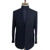 Men's Suits Navy Blue Men Suit Set Stand-Up Collar Blazer Sets Wedding Formal Groom Dress Elegant Gentleman's 2 Piece Jacket Pants