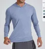 LU LU L MEN HOUDIE Snabbtorkning Skjorta med lång ärm Running Workout T Shirts Breattable Compression Riding Fashionable Clothes