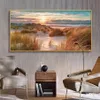 Strand Landschaft Leinwand Malerei Innendekorationen Holz Brücke Wand Kunst Bilder für Wohnzimmer Home Decor Meer Sonnenuntergang Prints223i