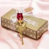 Rose Flower With Box Valentines Day Gifts Crystal Golden Monther Day Wedding Birthday Promotion Shop Celebrates Gift 1205