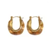 Hoop Earrings Vintage Simple U Design Brown Resin For Women