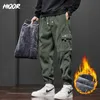 Pantaloni da uomo HIQOR Y2k Vintage Baggy invernali addensati caldi per pantaloni cargo in pile alla caviglia Pantaloni Harem oversize 231204