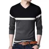 Homme Pulls Rayé Col V Pull Tricoté Coupe Slim Pull Manches Longues Top en Tricot pour Vacances Quotidien Rouge Gris