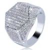 Com pedras laterais anel masculino gelado 3a strass anéis sumptuoso jewlry ouro prata moda jóias todo hip hop2976