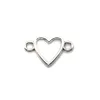 100pcs lot Antique Silver Plated Heart Link Connectors Charms Pendants for Jewelry Making DIY Handmade Craft 16x24mm277c