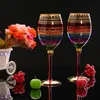 Бокалы для вина Креативный цветной рисунок Флейта Стеклянная чашка Хрустальные бокалы для шампанского вино Для чашек для водки свадебный бар el party Посуда для напитков 231205