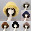 Wide Brim Hats Bucket Hats Winter Warm Faux Fur Bucket Hats For Women Outdoor Caps Soft Fleece Fisherman Cap Fluffy Earwarmer Ski Vacation Hats 231204