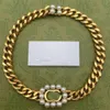 Collana classica con girocollo di perle, collana di dichiarazione, stilista, con doppia lettera, collana con girocolli a catena spessa e robusta, per Wom263s