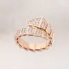 Punk Band Ring med diamant i 18K Gold Plated Rose Platinum Color for Women Wedding Jewelry Gift Have Box Stamp PS44701378725