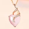 S925 argent Rose Quartz oeil de chat cristal pierre pendentif collier pour femmes pierres précieuses bijoux de mode