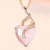 S925 Silver Rose Quartz Cat Crystal Stone Pingente Colar para mulheres jóias de moda de pedra preciosa