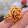 Bröllopsringar Etiopien Dubai Rose Gold Color for Women Girls Flower Simple Finger Trend Ring Jewelry Partywedding270m