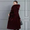 Women's Fur Faux Fur Manteau epais en fausse fourrure de vison pour femme parkas a capuche pardessus long mince et chaud mode feminine sourire automne hiver 231205