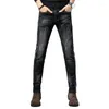 Männer Jeans 2023 Ankunft Hohe Qualität Casual Slim Elastic Black Männer Bleistift Hosen Skinny Scratched 818