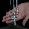 Hanger Kettingen Iced Out Jesus Cross Hanger Ketting Voor Mannen Vrouwen Met Touw Ketting Bling 5A Geometrische Zirkoon Religie Mode Hip hop Sieraden 231204