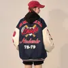 Платье из двух частей в американском стиле ретро с буквенным флоком и вышивкой бейсбольная форма женская Y2K панк-стрит мотоцикл Harajuku ветер студенческие свободные пальто 231205
