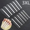 Faux ongles 500 pièces 3XL XXL cercueil droit Stiletto forme carrée facile français XXXL clair presse sur Nail Art conseils Salo 231204